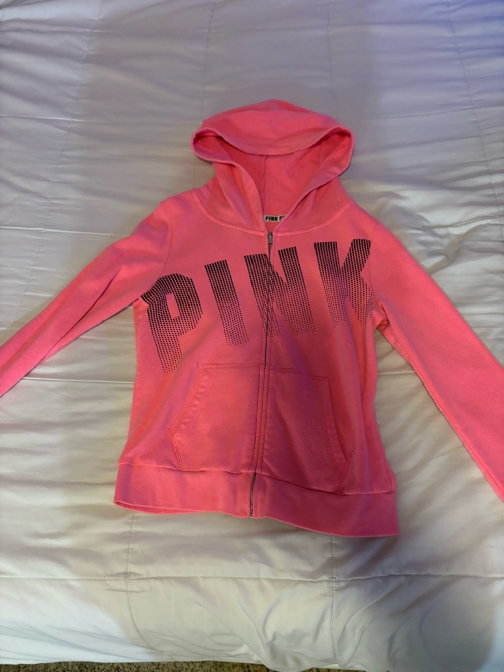 PINK Victoria's Secret Neon Pink Hoodie with Chest Graphic